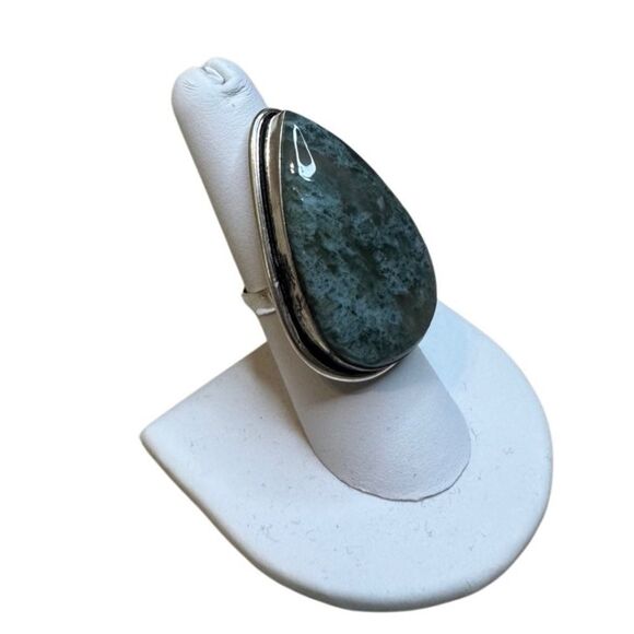 Handmade Sterling Silver Plated Teardrop Gemstone Ring - Picture 1 of 5